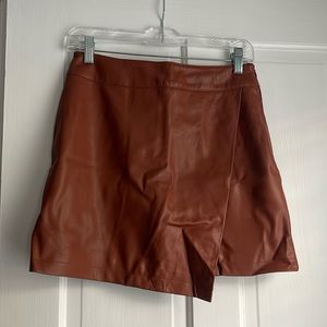 Brown Faux Leather Mini Skirt